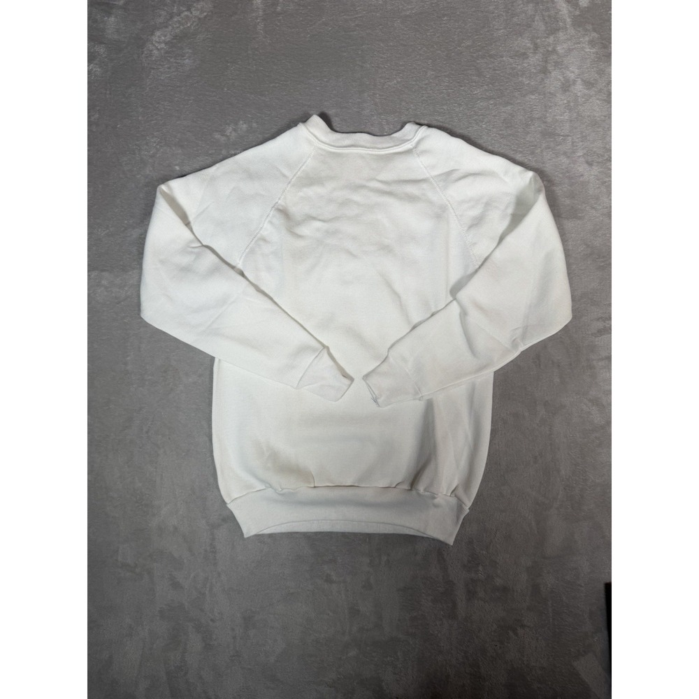 Vintage 80s Tultex Blank Sweatshirt Medium USA Made White Raglan Crewneck￼